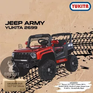 Mainan Anak Mobilan Aki Jeep Yukita Army 2699