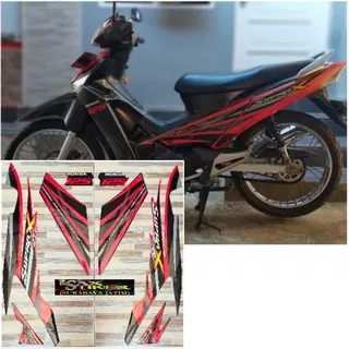 striping original Honda Supra X 125 D merah hitam tahun 2008 2009