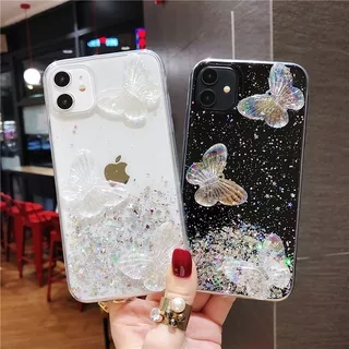 SF| Casing Hp Xiaomi Poco X3 Redmi 9T 6 8A Pro 4X 5A 6 6A 7 7A 8 9A 9C 9 Note 4 4X 5 7 8 9 9s 10 Pro Max Soft DIY Glitter Black White Crystal Butterfly Case