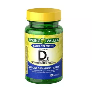 Spring Valley Vitamin D3 Softgels, 125mcg (5000 IU)