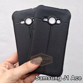 SAMSUNG GALAXY J1 ACE Case Auto Focus Slim Leather Case Silikon hitam - murah