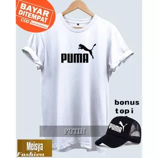 Kaos Keren Puma Bonus Topi Text Hitam Distro / Kaos Distro / Kaos Pria / Kaos wanita / Kaos premium / Meisya Fashion