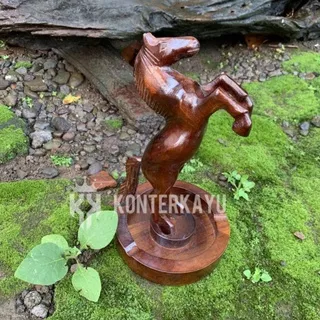 asbak kayu unik / asbak patung kuda
