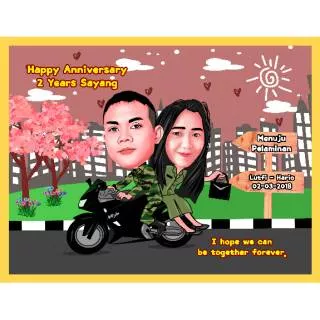 Karikatur wajah untuk hadiah wisuda/pernikahan/anniversary/ulangtahun