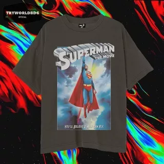 KAOS OVERSIZE / KAOS FILM / OVERSIZE T SHIRT / KAOS SUPERMAN THE MOVIE DARK GREY & BLACK VINTAGE TEE