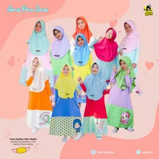 Gamis anak cool bee free masker