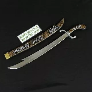 Pedang Zulfikar Kaligrafi putih ornamen coklat super tajam