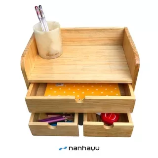 Nanhayu Wooden - Wooden Desk Organizer Drawer , Stationary Organizer, Tempat Alat Tulis Dan Buku