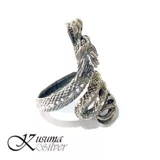 Cincin Ring Perak Silver Bali Motif Naga Dragon Asli 925 Pria Laki elegan keren Custom