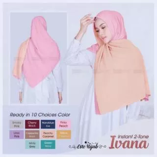 Hijab Instan 2 Tone Ivana Jilbab 2 Layer Dua Warna Bolak Balik Ceruti Ultimate