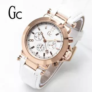 TERMURAH!! JAM TANGAN WANITA GC KULIT CHRONO VARIASI TANGGAL AKTIF