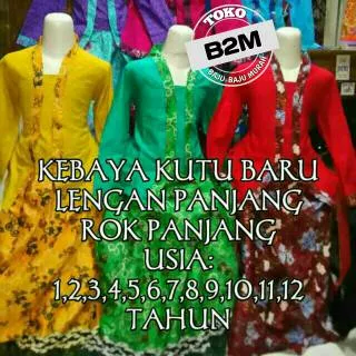 KEBAYA ANAK USIA 1,2,3,4,5,6,7,8,9,10,11,12 Tahun  KUTU BARU ANAK MURAH LENGAN PANJANG