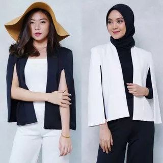 Cape Blazer Outer Vest Rompi Wanita Blazer Kantor Blazer Sayap