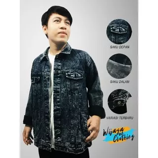 Jaket Jeans Denim Wanita Cewek Oversize Jumbo Hitam Sandwash Big size Bio Blitz Wash Biru Muda Tua