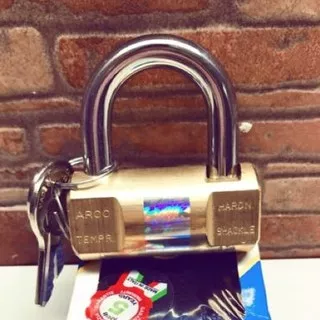 Gembok VIRO Balok 60mm Asli 103 / Kunci Gantung Bulat Kuningan 60 mm / Brass Rectangle Padlock Italy