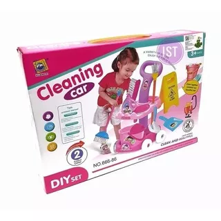 Mainan Anak Mainan Cleaning Set Dus Edukasi Pink Bersih Bersih Cleaning Service Sapu Pel Rumah Tangga Ember 666-86