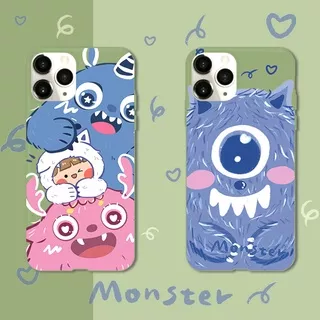 Samsung Galaxy S6/S7 Edge/S8/S9/S10 Plus 5G/S10E Cute Cartoon Big eyes Monster Pattern Matte Case Soft Silicone TPU Phone protection Casing Back Cover Couple