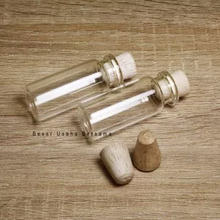 Botol Kaca Vial 10ml Model Tinggi Dengan Tutup Kayu Gabus Charm / Kerajinan Tangan / Craft
