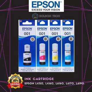 Tinta Printer EPSON 001 BLACK - YELLOW - CYAN - MAGENTA Ink Cartridge | 100% ORIGINAL Product