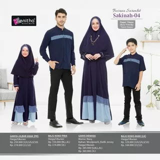 Sarimbit Keluarga Zenitha Sakinah 04 Warna Navy Bahan Wolfis mix Batik Jersey