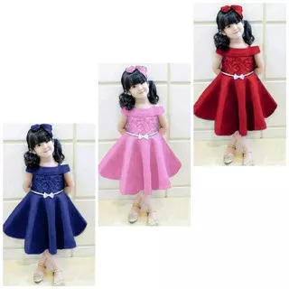 Baju Gaun Anak Perempuan Dress Pesta Ulang Tahun Anak Cewek Brukat Pakaian Anak Fashion Korea SESILY