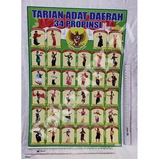 Poster Tarian Tradisional Adat Khas Daerah Propinsi Nusantara & Poster Lainnya per 5lembar