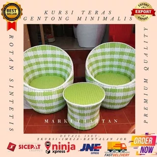 Kursi Teras Santai Rotan Sintetis Gentong Putri Untuk Teras 1 set Modern Minimalis Murah Set