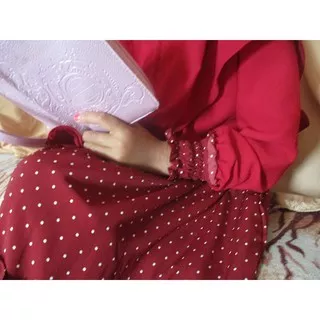 gamis anak polkadot  hijab satu set kerudung baju muslim anak perempuan baju gamis anak perempua