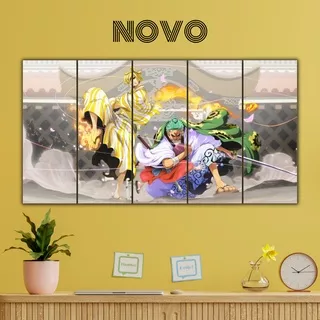 Novo - Combo 5 Pcs Multi Panel One Piece Poster Kayu Estetik Vintage Retro Dekorasi Hiasan Pajangan Dinding Kamar