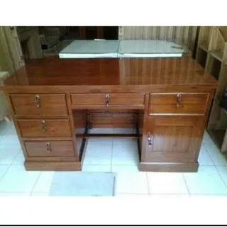 Meja biro meja guru meja kantor kayu jati