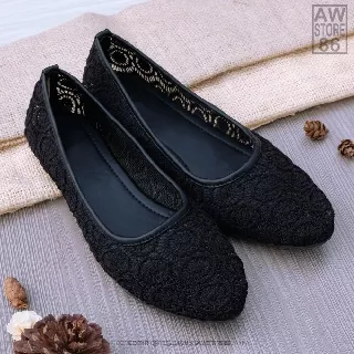 Flatshoes Brukat JESSIE FMD32 Wanita Abu Hitam COD