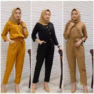 Jumpsuit Sequilby - Jumpsuit Wanita - Jumptsuit Panjang - Jumpsuit Kancing Pita - Fashion Muslim