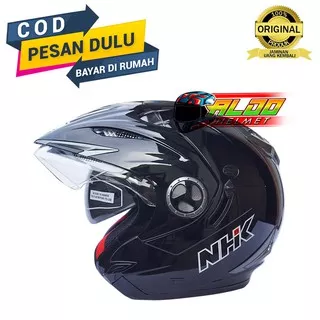 HELM NHK NHK AVIATOR HELM NHK TERLARIS HELM HALF FACE HELM NHK AVIATOR BLACK METALIC TERBARU