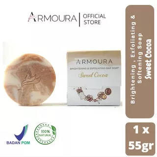 Armoura  Brightening Soap Sweet Cocoa Sabun Pencerah Dengan Scrub Mencerahkan Kulit Aroma Cokelat