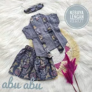 Kebaya kutubaru anak batik anak abu abu