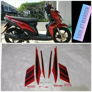 Striping Stiker Lis Yamaha Mio Soul GT merah maroon 2011 standar ori