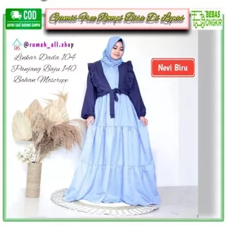 Gamis Outer Set Cardigan - Baju Gamis Rompi Wanita Terbaru 2021 - Baju Dress Wanita Muslim Korea Casual Dress Kondangan
