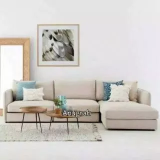 Sofa minimalis L sofa ruang keluarga tipe L  kain premium vienna