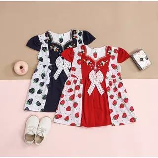 Dress Baby Permata Stoberi Untuk 6-18 Bulan Free CD Baby