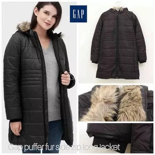 RH659 G+p Puffer Fur Hooded Side Zip Long Jacket KM.1