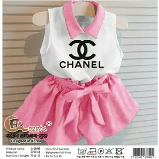 Oscar Fs (COD)- Set Vani Chan kids Anak 3-5Thn- Pink Spandek Full Best Fashion