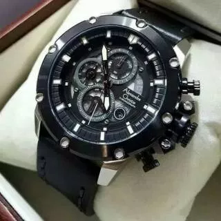 jam tangan alexandre christie 6416 black silver original