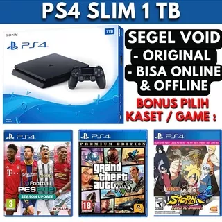 PS4 SLIM 1TB ORIGINAL SONY Seri TERBARU BONUS Kaset PES Naruto GTA Playstation 4 Slim Asli Sony Playstation 1 TB Play Station PS4 PS5 PS 4 5 Slim Pro 500GB 500 GB Giga 1 Tb Tera megapack pes murah warna hitam putih bukan hen