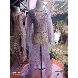 Kebaya pengantin baju pengantin ekor panjang plus krudung plus sleyer