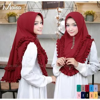 Meysa Maroon Syari Grosir Murah / Hijab Cantik / Khimar Serut / Kerudung Instan