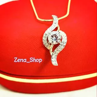 Kalung Titanium Gold Wanita ~ Liontin Mahkota Dewa Anti Karat..... Zena_Shop