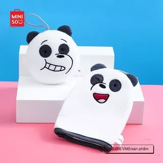 MINISO official ! Blue penguin elongated bath sponge / we bare bears 2in1 bath set