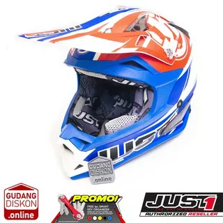 Helm Just 1 Racing J32 Pro Rave Blue Red Original Motocross