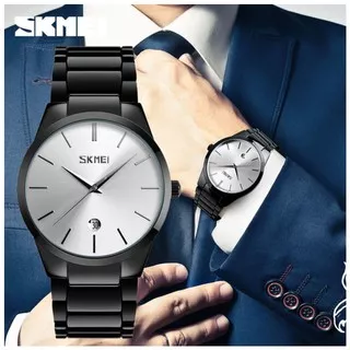 Jam Tangan Pria SKMEI 9140 Original Strap Stainless Steel Analog Anti Air 9140 Bergaransi