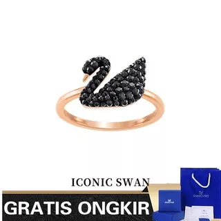 Gratis ONGKIR Swarovski Cincin Black Swan ICONIC SWAN Ring Kristal Aksesoris Fashion